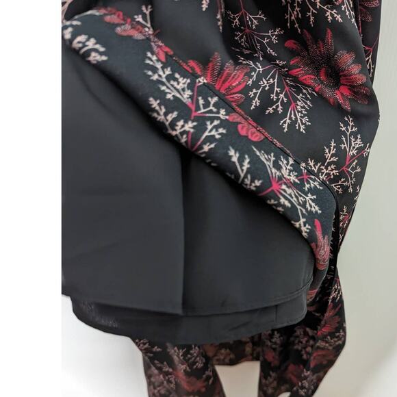 Cinq à Sept Kacy Midi Dress Floral Faux Wrap Silky Black Pink NWT Size 2 - Picture 9 of 14